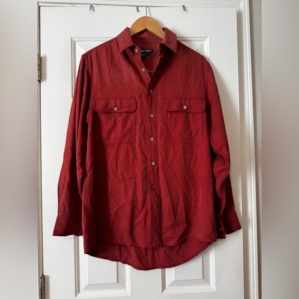 WinterSilks 100% Silk Button-Down Shirt Men's Size S 0558
